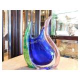 super heavy art glass vase, 12"