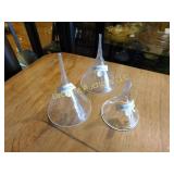 3 small glass funnels,2-5", 1- 2.75"