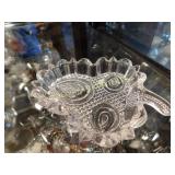 pressed glass - Early American, 3", clover dish