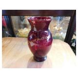 Ruby glass vase, 6.5"