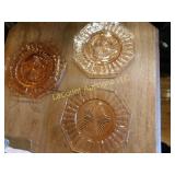 6 pink Depression 7" plates