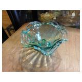 footed green bowl, 7"