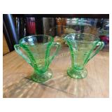 set green depression sugar / cream, 4" h