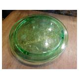 green glass cake plaet, footed, 10"