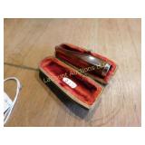 Amber cigar holder w gold band, 14K in case