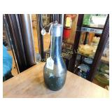 green wind decanter, sterling cap, 10"