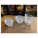 miniature, glass 2 cream, & sugar, 2.25"