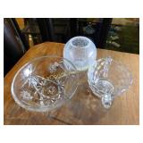 3 pcs, crackle glass, sugar, bowl