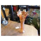 carnival glass vase, 9"