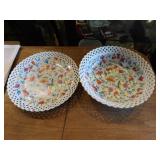 Germany flower plate & bowl, 7.5" w