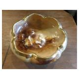 Picard hand painted nut bowl. gold trim, 6"dia