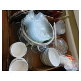 misc., glass fish snack plates, tart dishes,