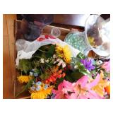 large vase w marbles, florals