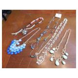 costume jewelry lot, 5 necklaces, 1 ring