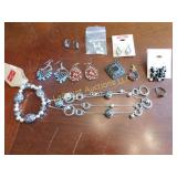 costume lot, 5 earrings, necklace & bracelet,