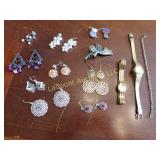 costume jewelry, 2 watches, cond. unknown