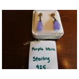 sterling w purple stone earrings, .925