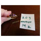 14k amethyst ring, 2.0g