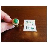 14k w stones ring, 5.8g, unknown stones