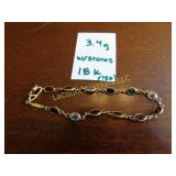 18k bracelet, w stones, 3.4g