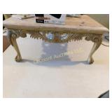 large square marble top table, ornate legs