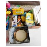 cleaning items, galv. planter, garbage bags