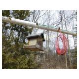2 feeders, peanut, log cabin