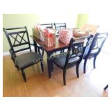 dining table, 6 chairs, 1  18" leaf,  66 x 42