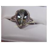 pear cut green amythyst /silver 925