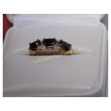 genuine Sapphire/ diamone, gold over sterl.