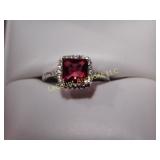 Ruby solitaire, stamped silver 925
