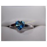 deep blue 2 ct Topaz,  silver 925