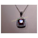 cushion cut Ruby necklace, 2.50 ct, silver 925
