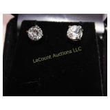 white Topaz solitaire earrings, silver 925