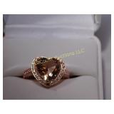 Morganite, rose gold over silver