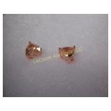 Morganite heart earrings, rose gold over silver