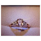 Morganite oval cut, Rose gold over silver