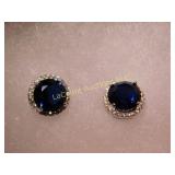 Sapphire solitaire, 3.0 ct, silver925 , earrings
