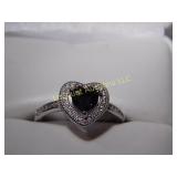 Mystic Topaz heart ring, stamped silver 925