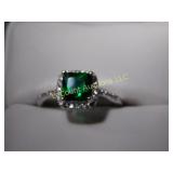 Emerald solitaire, silver 925