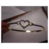 genuine diamond heart, cuff bracelet