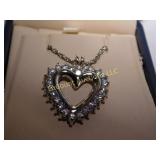 white topaz, heart necklace, 2.00 ct, silver 925