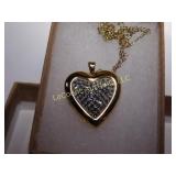 heart necklace, gold over silver