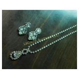 rhinestone nicklace, earrrings