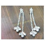 rhinestone drop earrings, clip