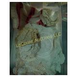 crochet doily lot, lrg amt, in small tub