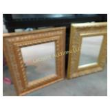 2 gold framed mirrors, 14 x 16