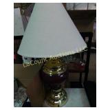 table lamp, burgundy, goldtonemetal, 28"