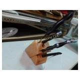 Cutco knife block w some knives, fork, spreader