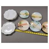 Decorative Plates with Scenic and Floral Designs